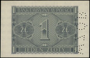 1 zloty, 1.03.1940; no series or numbering, p...