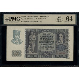 20 złotych, 1.03.1940; seria A, numeracja 0000000, perf...
