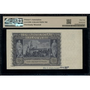 20 złotych, 1.03.1940; seria A, numeracja 0000000, perf...