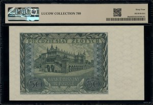 50 zloty, 1.03.1940; series A, numbering 0000000, no ...