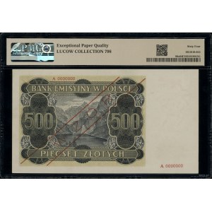 500 złotych, 1.03.1940; seria A / A, numeracja 0000000 ...
