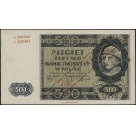 500 złotych, 1.03.1940; seria A / A, numeracja 0000000 ...