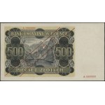 500 złotych, 1.03.1940; seria A / A, numeracja 0000000 ...