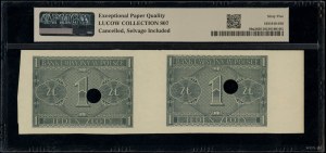2 uncut pieces of a 1 zloty bill, ...
