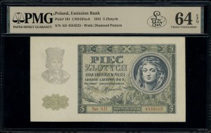 5 gold, 1.08.1941; AD series, numbering 4534523; Luco...