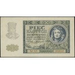 5 złotych, 1.08.1941; seria AD, numeracja 4534523; Luco...