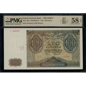 100 złotych, 1.08.1941; seria A, numeracja 7890000 / 12...