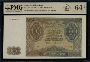 100 zloty, 1.08.1941; series D, numbering 1886026; Luc...