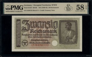 Reichskreditkasse. 20 marks, no date; series O, numerac...