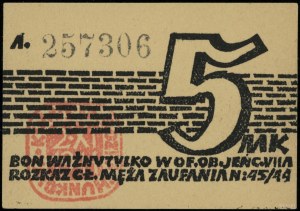 Voucher for 5 marks of the military camp Murnau VII-A, 2.11.1944....