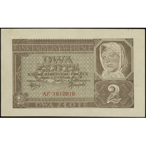 2 złote, 1.03.1941; seria AF, numeracja 1610816, bankno...