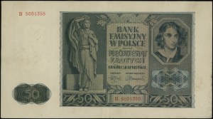 50 zloty, 1.08.1941; B series, numbering 5051355, with s...