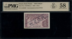 1 zloty, 15.08.1939; series A, numbering 1234567, garnet...