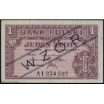 1 złoty, 15.08.1939; seria A, numeracja 1234567, granat...