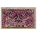 1 złoty, 15.08.1939; seria A, numeracja 1234567, granat...