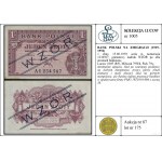 1 złoty, 15.08.1939; seria A, numeracja 1234567, granat...