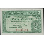 2 złote, 15.08.1939; seria B, numeracja 6147091; Lucow ...