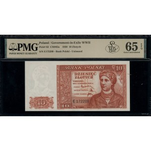10 złotych, 15.08.1939; seria E, numeracja 172209; Luco...