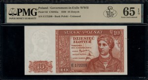 10 zloty, 15.08.1939; series E, numbering 172209; Luco...