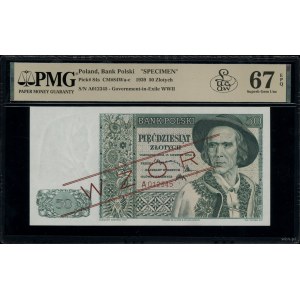 50 złotych, 15.08.1939; seria A, numeracja 012345, czer...