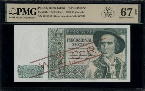 50 zloty, 15.08.1939; series A, numbering 012345, red...