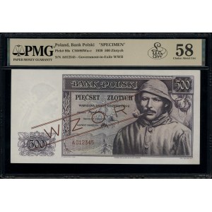 500 złotych, 15.08.1939; seria A, numeracja 012345, cze...