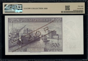 500 zloty, 15.08.1939; series A, numbering 012345, check...
