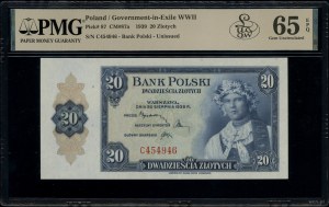 20 zloty, 20.08.1939; series C, numbering 454946; Luco...