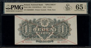 1 zloty, 1944; in the OBVIOUS clause, ОК series, number...