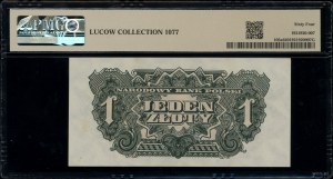 1 zloty, 1944; in OBVIOUS clause, ВА series, number...