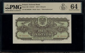 5 zloty, 1944; in OBVIOUS clause, ВС series, num...