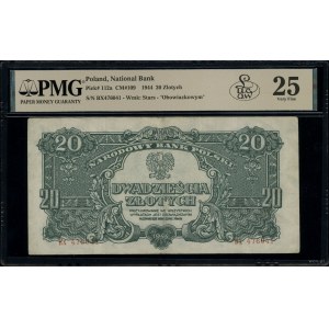 20 złotych, 1944; w klauzuli OBOWIĄZKOWYM, seria ВХ, nu...