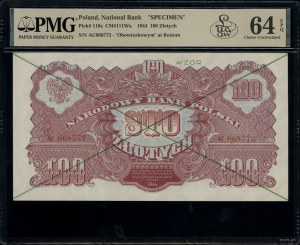 100 zloty, 1944; in OBVIOUS clause, АС series, n...