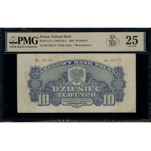 10 złotych, 1944; w klauzuli OBOWIĄZKOWE, seria Bc, num...