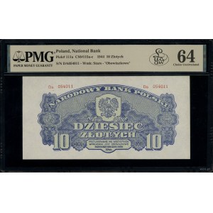 10 złotych, 1944; w klauzuli OBOWIĄZKOWE, seria Da, num...