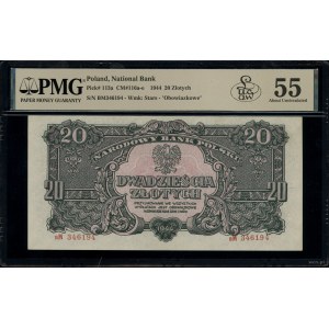 20 złotych, 1944; w klauzuli OBOWIĄZKOWE, seria вM, num...