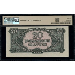 20 złotych, 1944; w klauzuli OBOWIĄZKOWE, seria вM, num...