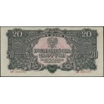 20 złotych, 1944; w klauzuli OBOWIĄZKOWE, seria вM, num...