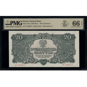 20 złotych, 1944; w klauzuli OBOWIĄZKOWE, seria УУ, num...