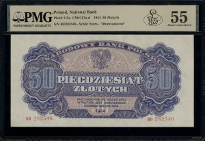 50 zloty, 1944; in the OBVIOUS clause, ВО series, num...