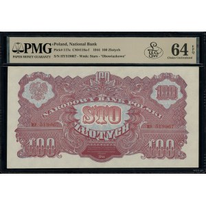 100 złotych, 1944; w klauzuli OBOWIĄZKOWE, seria НУ, nu...