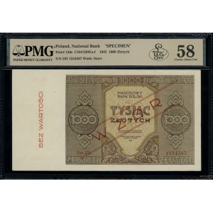 1.000 złotych, 1945; seria Dh, numeracja 1234567, obust...
