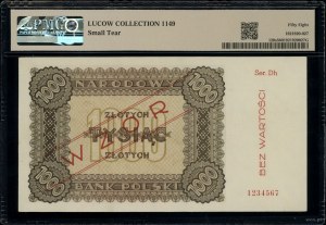 1,000 Gold, 1945; Dh series, numbering 1234567, obust...
