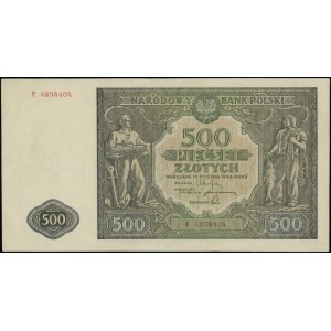 500 złotych, 15.01.1946; seria F, numeracja 4604404; Lu...
