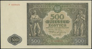 500 zloty, 15.01.1946; F series, numbering 4604404; Lu...
