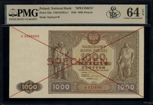 1,000 zloty, 15.01.1946; B series, numbering 1234567 /...