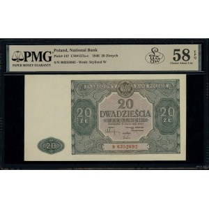 20 złotych, 15.05.1946; seria B, numeracja 6352692, dru...