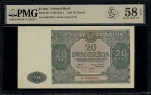 20 zloty, 15.05.1946; B series, numbering 6352692, dru...