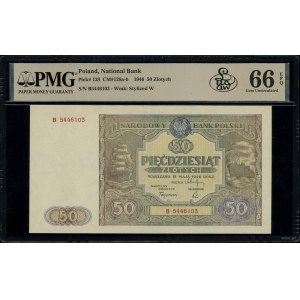 50 złotych, 15.05.1946; seria B, numeracja 5446103; Luc...