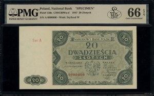 20 zloty, 15.07.1947; series A, numbering 0000000, no...